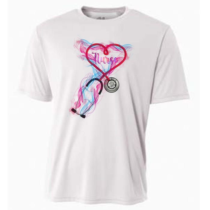 Nurse Colorful Stethoscope Heart Nurse Life Cooling Performance Crew T-Shirt