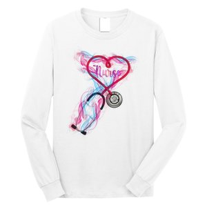 Nurse Colorful Stethoscope Heart Nurse Life Long Sleeve Shirt