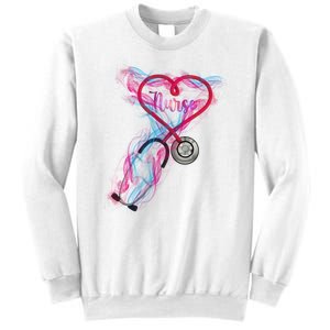 Nurse Colorful Stethoscope Heart Nurse Life Sweatshirt