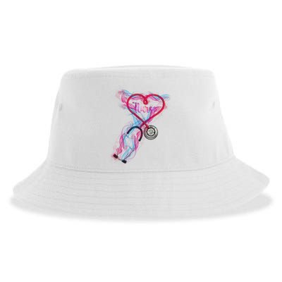 Nurse Colorful Stethoscope Heart Nurse Life Sustainable Bucket Hat