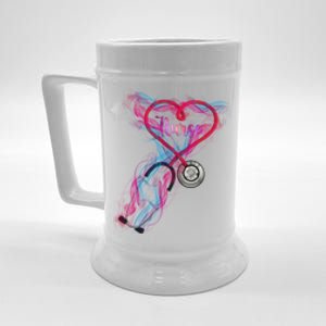 Nurse Colorful Stethoscope Heart Nurse Life Beer Stein