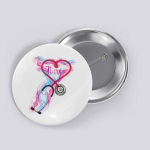 Nurse Colorful Stethoscope Heart Nurse Life Button