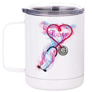 Nurse Colorful Stethoscope Heart Nurse Life 12 oz Stainless Steel Tumbler Cup