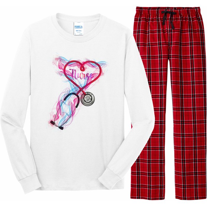 Nurse Colorful Stethoscope Heart Nurse Life Long Sleeve Pajama Set