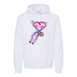 Nurse Colorful Stethoscope Heart Nurse Life Premium Hoodie