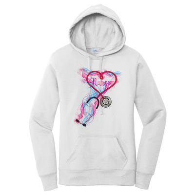 Nurse Colorful Stethoscope Heart Nurse Life Women's Pullover Hoodie