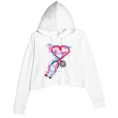 Nurse Colorful Stethoscope Heart Nurse Life Crop Fleece Hoodie