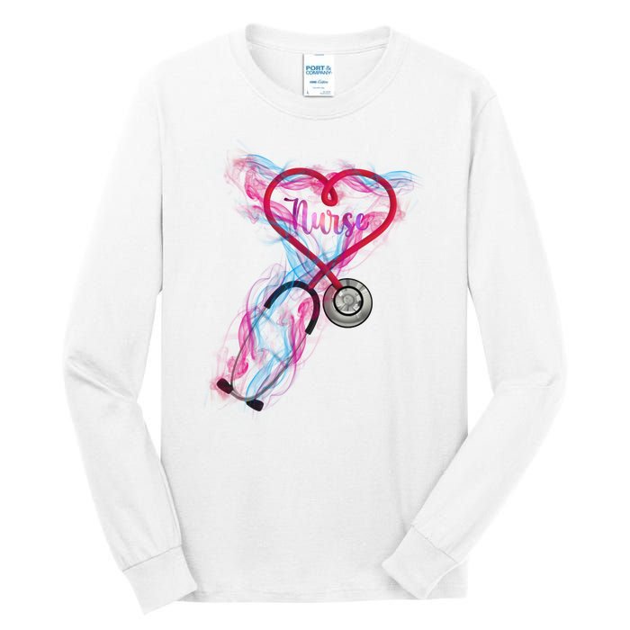 Nurse Colorful Stethoscope Heart Nurse Life Tall Long Sleeve T-Shirt