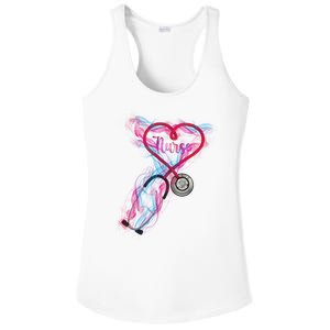 Nurse Colorful Stethoscope Heart Nurse Life Ladies PosiCharge Competitor Racerback Tank