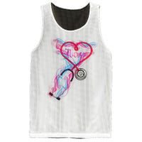 Nurse Colorful Stethoscope Heart Nurse Life Mesh Reversible Basketball Jersey Tank