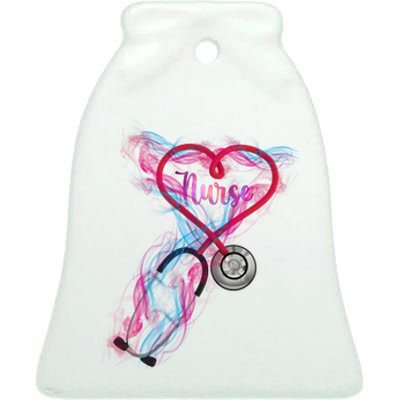 Nurse Colorful Stethoscope Heart Nurse Life Ceramic Bell Ornament