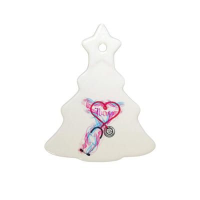 Nurse Colorful Stethoscope Heart Nurse Life Ceramic Tree Ornament