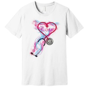 Nurse Colorful Stethoscope Heart Nurse Life Premium T-Shirt