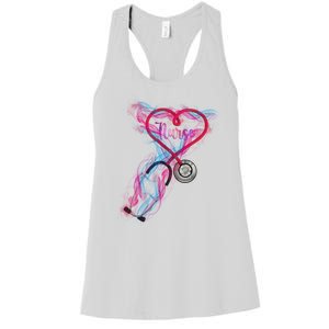 Nurse Colorful Stethoscope Heart Nurse Life Women's Racerback Tank