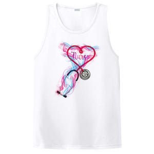 Nurse Colorful Stethoscope Heart Nurse Life PosiCharge Competitor Tank