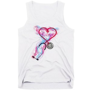 Nurse Colorful Stethoscope Heart Nurse Life Tank Top