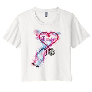 Nurse Colorful Stethoscope Heart Nurse Life Women's Crop Top Tee