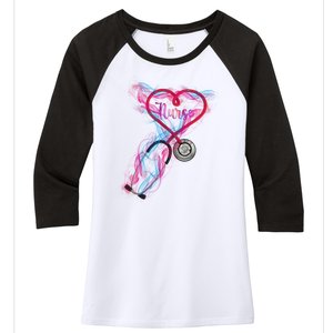 Nurse Colorful Stethoscope Heart Nurse Life Women's Tri-Blend 3/4-Sleeve Raglan Shirt