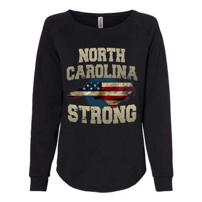 North Carolina Strong With Nc State And Usa Flag Overlay Womens California Wash Sweatshirt