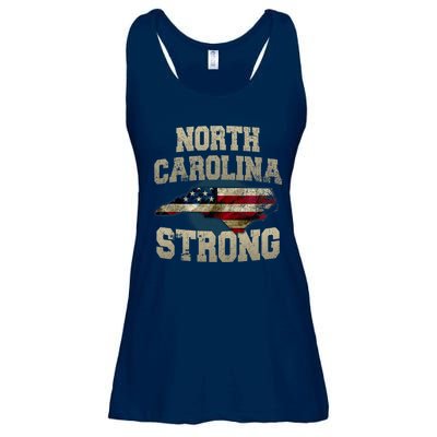 North Carolina Strong With Nc State And Usa Flag Overlay Ladies Essential Flowy Tank