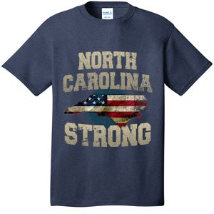 North Carolina Strong With Nc State And Usa Flag Overlay T-Shirt