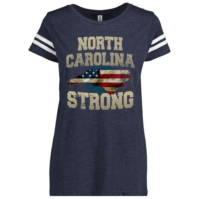 North Carolina Strong With Nc State And Usa Flag Overlay Enza Ladies Jersey Football T-Shirt