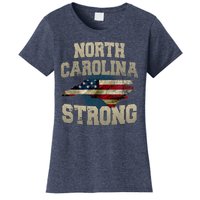 North Carolina Strong With Nc State And Usa Flag Overlay Women's T-Shirt