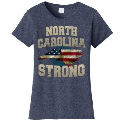 North Carolina Strong With Nc State And Usa Flag Overlay Women's T-Shirt