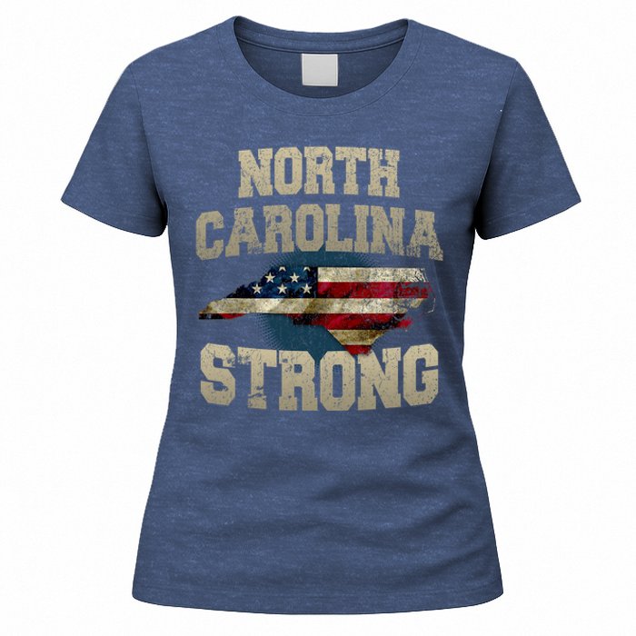 North Carolina Strong With Nc State And Usa Flag Overlay Women's T-Shirt