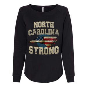 North Carolina Strong With Nc State And Usa Flag Overlay Womens California Wash Sweatshirt