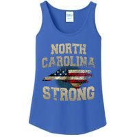 North Carolina Strong With Nc State And Usa Flag Overlay Ladies Essential Tank