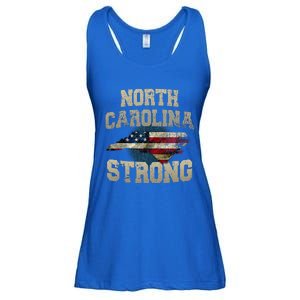 North Carolina Strong With Nc State And Usa Flag Overlay Ladies Essential Flowy Tank