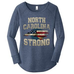 North Carolina Strong With Nc State And Usa Flag Overlay Women's Perfect Tri Tunic Long Sleeve Shirt