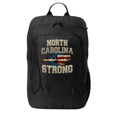 North Carolina Strong With Nc State And Usa Flag Overlay City Backpack