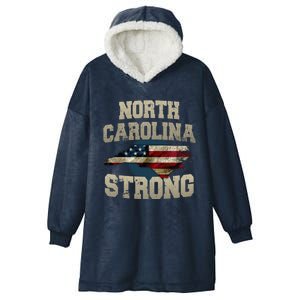 North Carolina Strong With Nc State And Usa Flag Overlay Hooded Wearable Blanket