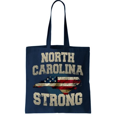 North Carolina Strong With Nc State And Usa Flag Overlay Tote Bag