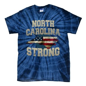 North Carolina Strong With Nc State And Usa Flag Overlay Tie-Dye T-Shirt