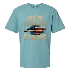 North Carolina Strong With Nc State And Usa Flag Overlay Sueded Cloud Jersey T-Shirt