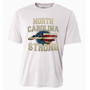 North Carolina Strong With Nc State And Usa Flag Overlay Cooling Performance Crew T-Shirt