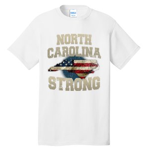 North Carolina Strong With Nc State And Usa Flag Overlay Tall T-Shirt