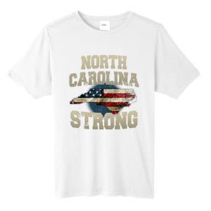 North Carolina Strong With Nc State And Usa Flag Overlay Tall Fusion ChromaSoft Performance T-Shirt