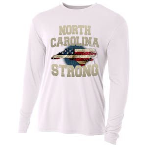 North Carolina Strong With Nc State And Usa Flag Overlay Cooling Performance Long Sleeve Crew