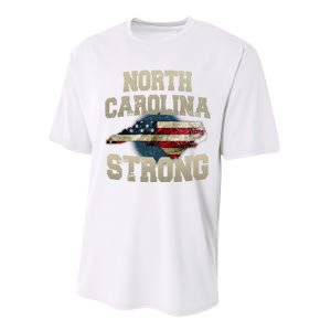 North Carolina Strong With Nc State And Usa Flag Overlay Performance Sprint T-Shirt