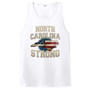 North Carolina Strong With Nc State And Usa Flag Overlay PosiCharge Competitor Tank