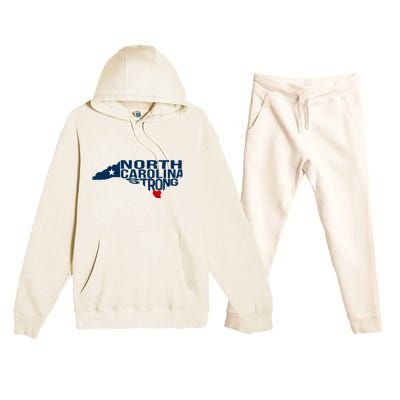 North Carolina Strong With Nc State And Love North Carolina Premium Hooded Sweatsuit Set