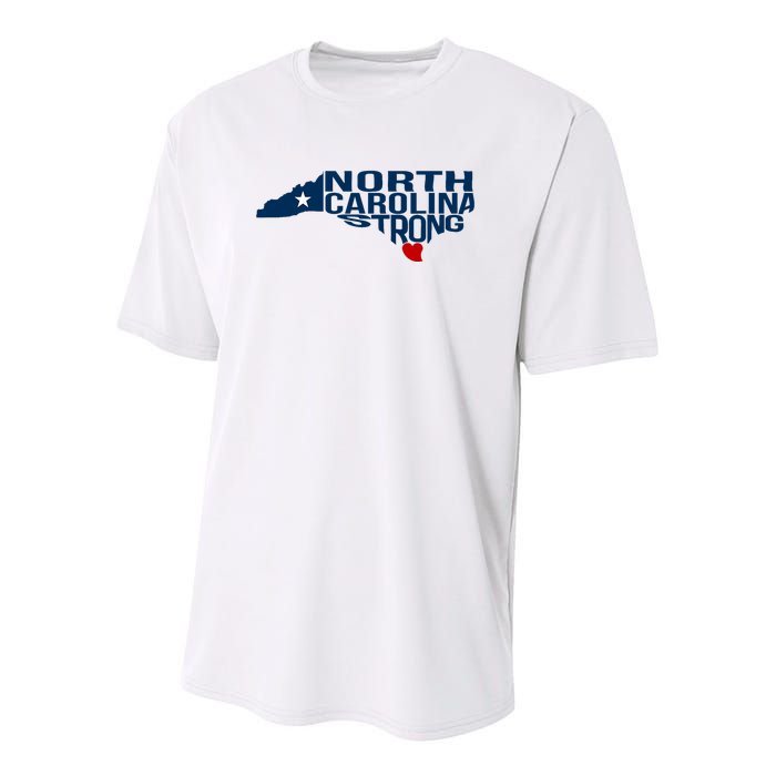 North Carolina Strong With Nc State And Love North Carolina Youth Performance Sprint T-Shirt