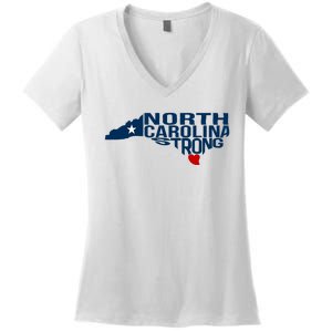 North Carolina Strong With Nc State And Love North Carolina Women's V-Neck T-Shirt