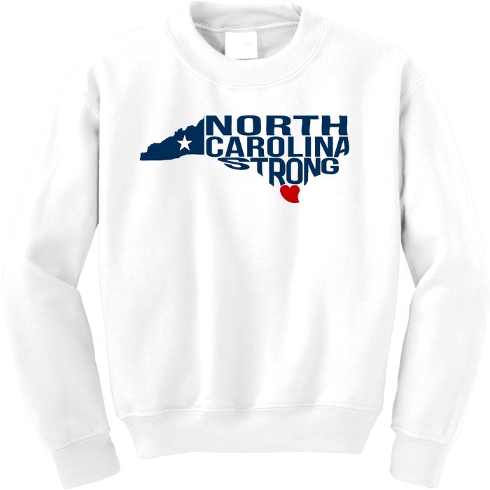 North Carolina Strong With Nc State And Love North Carolina Kids Sweatshirt