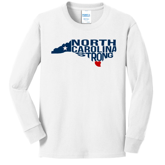 North Carolina Strong With Nc State And Love North Carolina Kids Long Sleeve Shirt