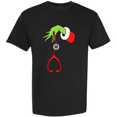 Nurse Christmas Stethoscope Nurses Xmas Pajamas Garment-Dyed Heavyweight T-Shirt